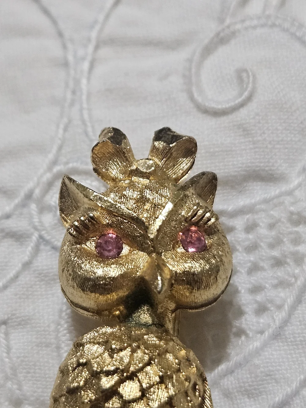 Mamselle Owl Brooch Costume Jewelry